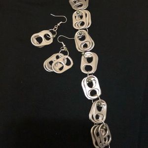 Handmade Tab bracelet and earrings set